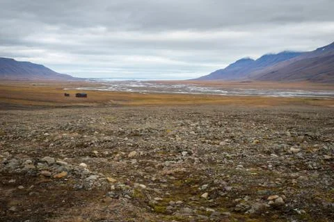 Advent valley in Svalbard Stock Photos