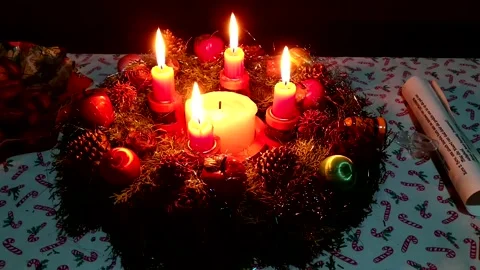 Advent Wreath with Candles Stock Footage 276915409