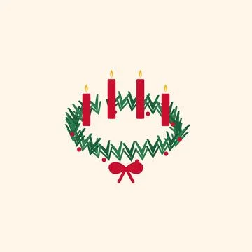 Advent wreath with four candles, flat Stock Illustration