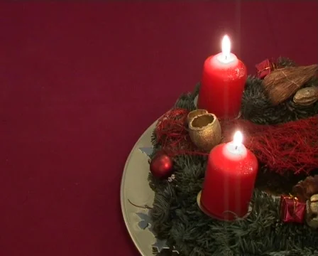 Advent wreath with two candles Stock Footage 62443
