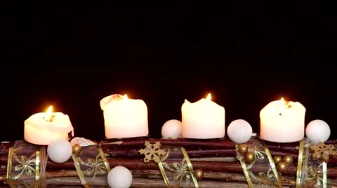Advent wreath with white candles Stock Footage 58920293