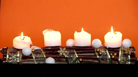 Advent wreath with white candles Stock Footage 58920765