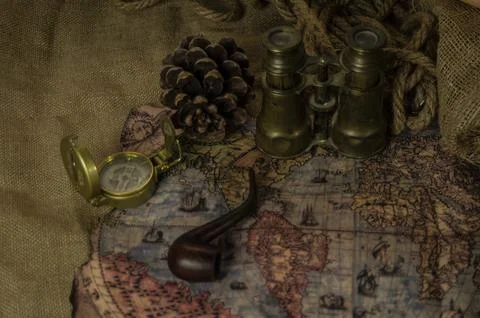 Adventure and exploration of ancient objects used by adventurers. Stock Photos