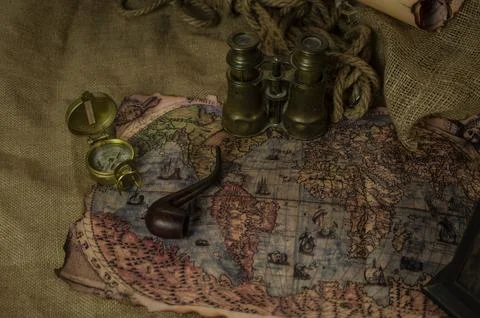 Adventure and exploration of ancient objects used by adventurers. Stock Photos