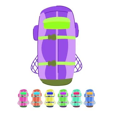 Adventure backpack camp vector cartoon graphic Illustrazione stock
