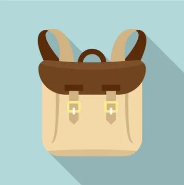Adventure backpack icon, flat style 스톡 일러스트