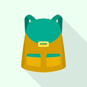 Adventure backpack icon, flat style イラスト素材