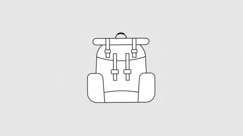 Adventure backpack line art animation. Animated backpack filled line icon o.. Video stock 288969667