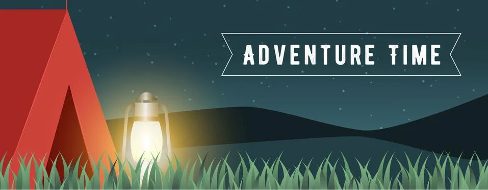 Adventure camping banner Stock Illustration