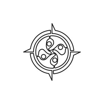 Adventure compass Commitment Teamwork Together Outline Logo Illustrazione stock