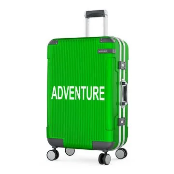 Adventure concept with suitcase. 3D rendering Stock Illustration