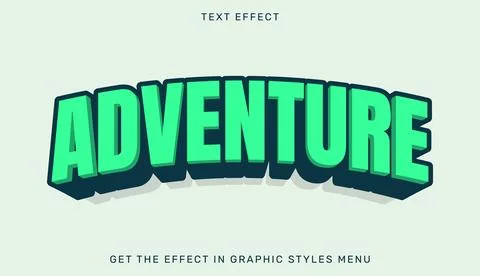 Adventure editable text effect in 3d style Stock Illustration