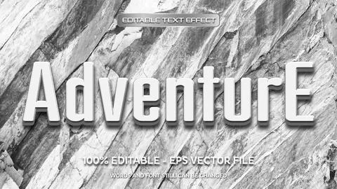Adventure editable text effect with natural stone background Stock Illustration