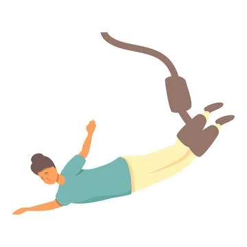 Adventure fall icon cartoon vector. Bungee jumping Stock Illustration