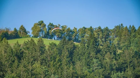 Adventure of flying para-glider on the background of wild nature. Stock Footage 128238089