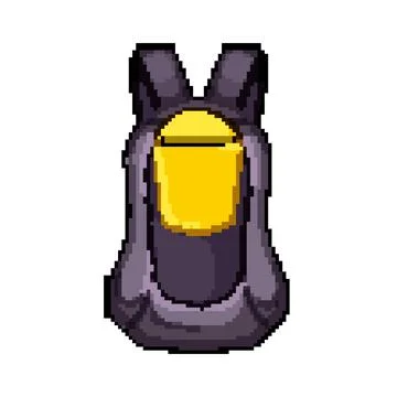 Adventure hiking backpack pixel art vector illustration Stock Illustration