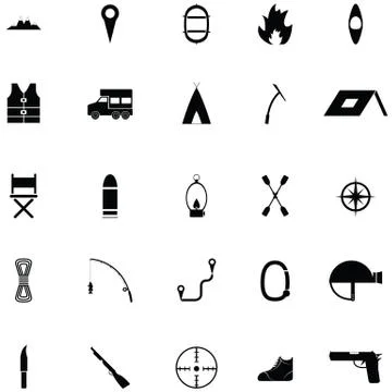 Adventure icon set Stock Illustration