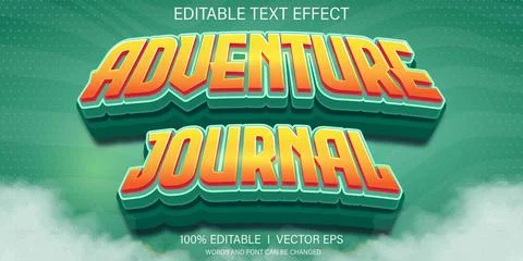 Adventure journal vector text effect with modern style design Stock Illustration