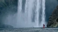 Adventure Man Waterfall Stock Footage