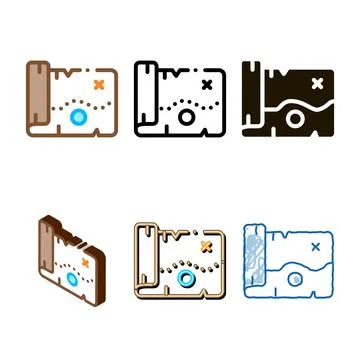 Adventure map icon vector outline types Stockillustratie