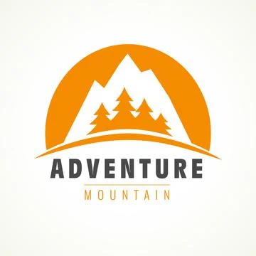 Adventure mountain pine tree logo Stock Illustration