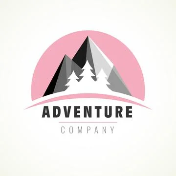Adventure mountain tree logo Illustrazione stock