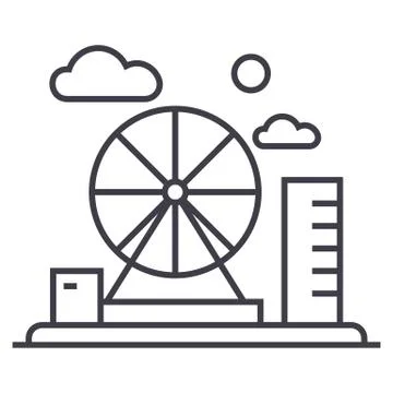 Adventure park vector line icon, sign, illustration on white background, edit Ilustración de archivo