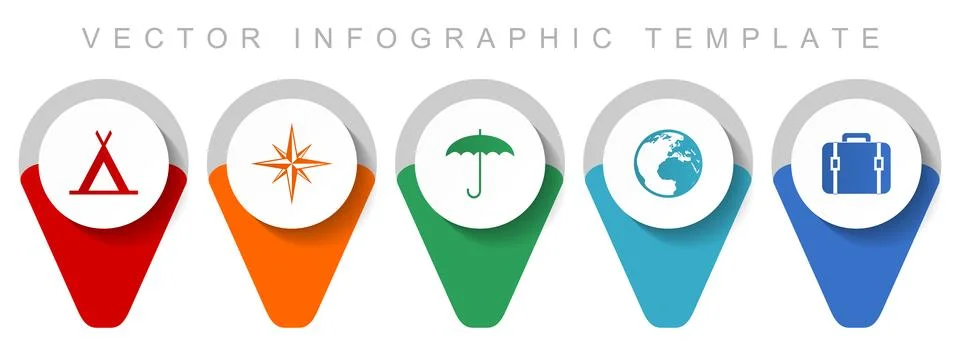Adventure pointer collection, miscellaneous icons such as tent, navigation, u Stock Illustration