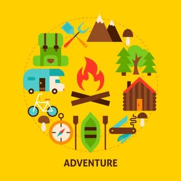 Adventure Summer Postcard Illustrazione stock