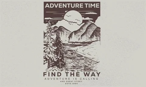 Adventure time vector print design. Find the way. Stock Illustration