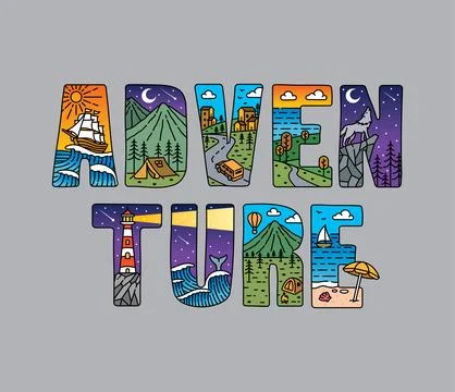 Adventure typography design vector, for t-shirt, poster and other uses Stock Illustration