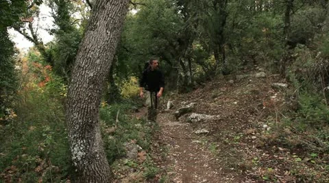 Adventurer in the forest Stock Footage 12752730