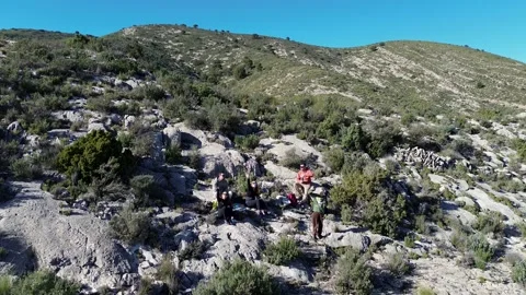 Adventurers explore natures beauty while hiking a majestic mountain Stock Footage 311872583