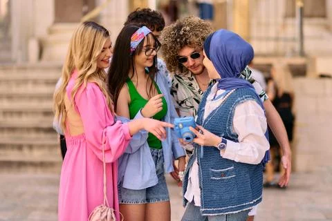 Adventurous Capture: Group of Tourists Exploring Stock Photos