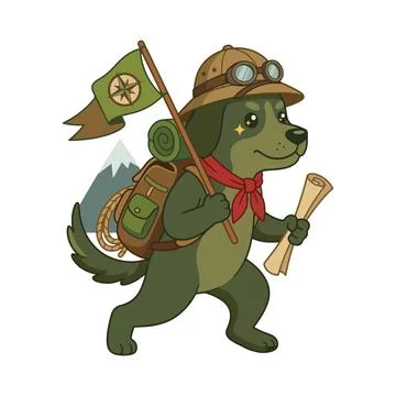 Adventurous Dog Explorer Illustration