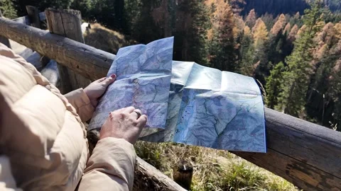 Adventurous Explorer with Map Stock Footage 293044411