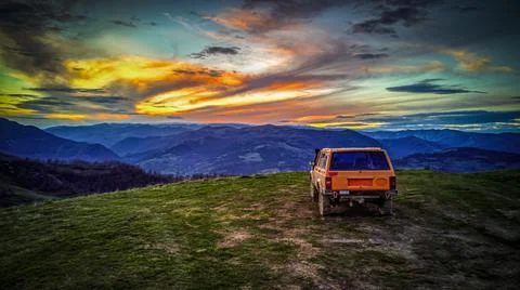 Adventurous sunset, Romania Stock Photos