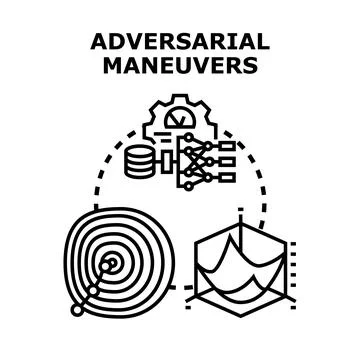 Adversarial maneuvers algorithm attack cybersecurity concept Illustrazione stock