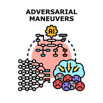 Adversarial maneuvers impacting artificial intelligence learning process Illustrazione stock