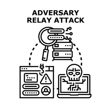 Adversary relay attack concept protecting digital data Stock Illustration