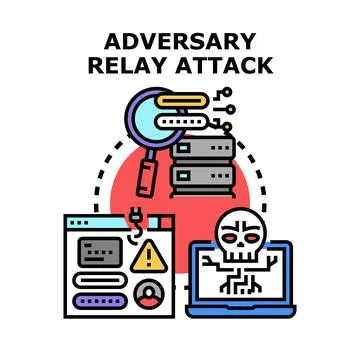 Adversary relay attack concept protecting digital data Stock Illustration