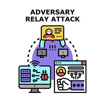 Adversary relay attack exploiting security vulnerabilities イラスト素材