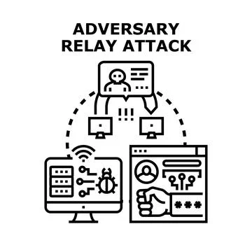 Adversary relay attack exploiting security vulnerabilities イラスト素材
