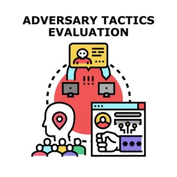 Adversary tactics evaluation cybersecurity threat assessment illustrating m.. Stock Illustration