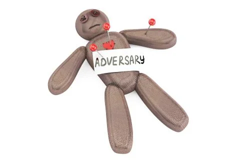 Adversary voodoo doll with needles, 3D rendering Stock Illustration