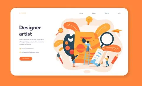 Advert designer or illustrator web banner or landing page. Stock Illustration