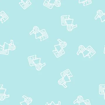 Advert loudspeaker line vector seamless pattern sign イラスト素材