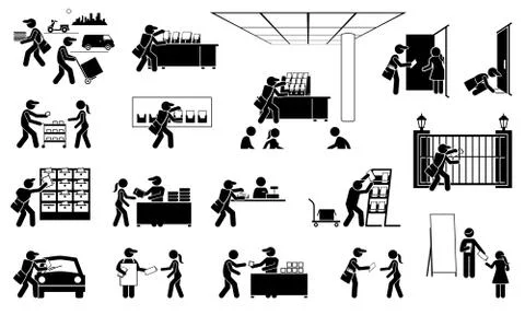 Advertisement agent distributing brochures, flyers, leaflets, handbill, and p Stock Illustration