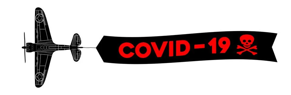 Advertisement banner is attached to the plane Stock Illustration