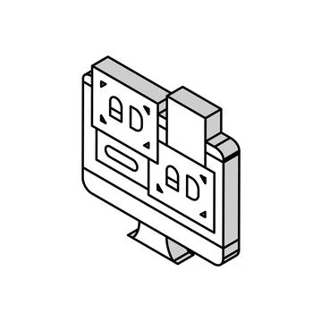 Advertisement banners on computer screen isometric icon vector illustration Illustrazione stock